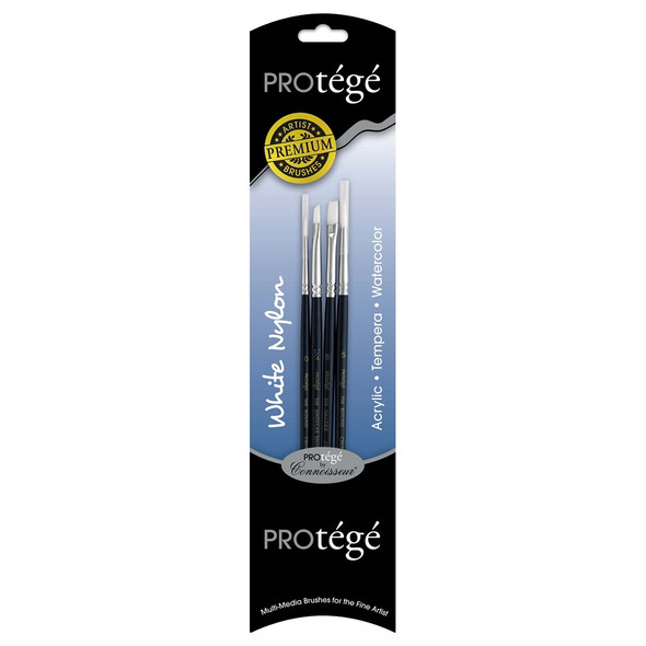 Protege Brush White Nylon Set Short Handle 4pc