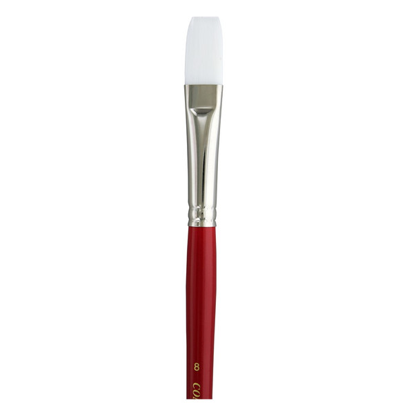 Connoisseur White Taklon Brush All Media Long Handle Flat 8