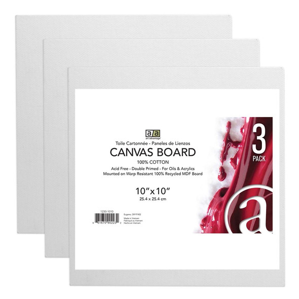 Art Advantage Canvas Board Recycled MDF 10 inch x 10 inch 3pc