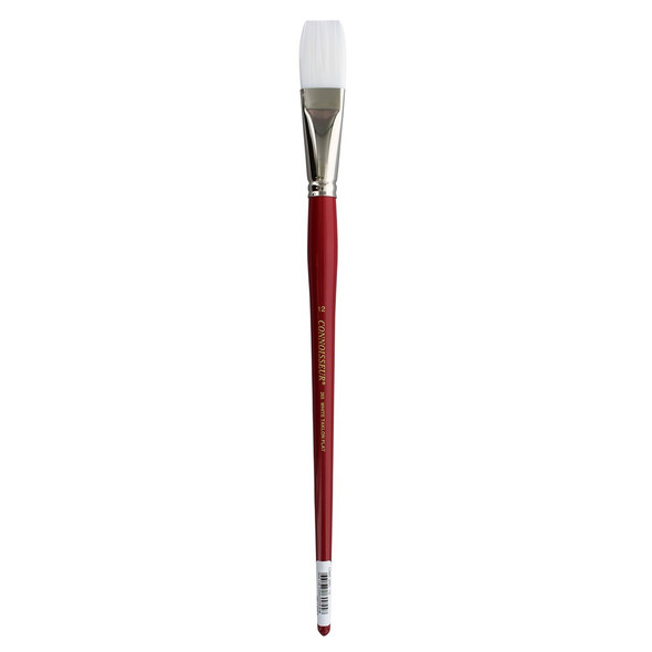 Connoisseur White Taklon Brush All Media Long Handle Flat #12