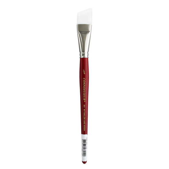 Connoisseur White Taklon Brush Short Handle Angular Wash .75 inch