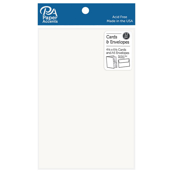 Paper Accents Card and Envelopes 4.25 inch x 6.25 inch Smooth 80lb Heavy Weight White 12pc