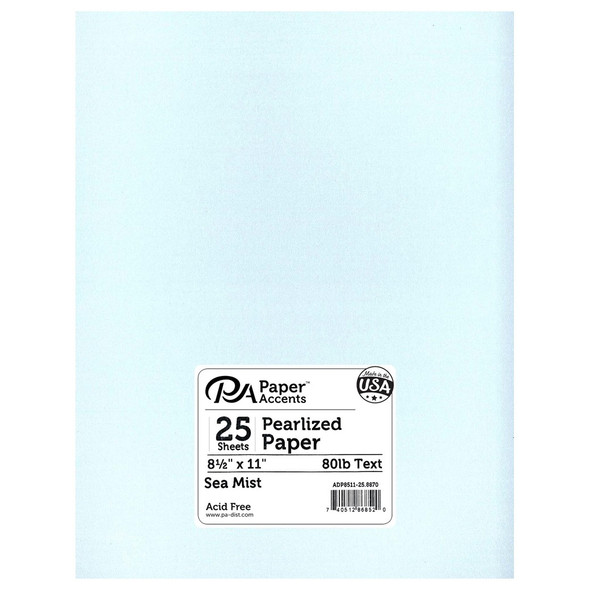 Paper Accents Paper Pearlized 8.5 inch x 11 inch 80lb Sea Mist 25pc