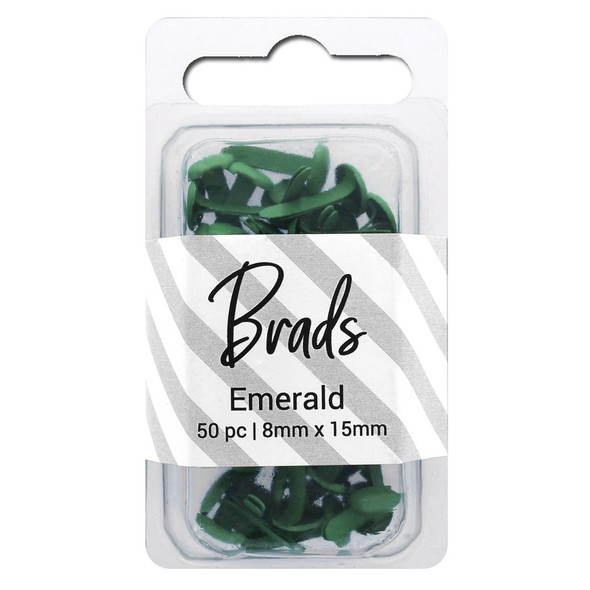 PA Essentials Brads 8mm x 15mm Solid Emerald 50pc