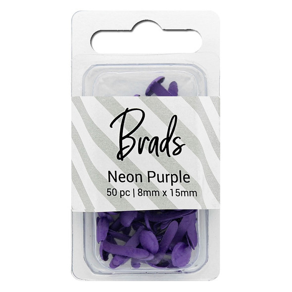 PA Essentials Brads 8mm x 15mm Solid Neon Purple 50pc