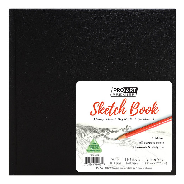 Pro Art Premier Sketch Book Hardcover 7 inch x 7 inch 70lb 110 Sheets