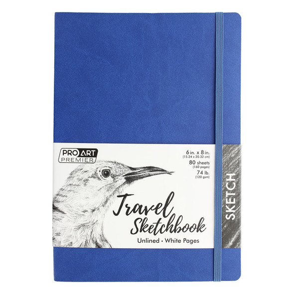 Pro Art Premier Sketch Book Travel 8 inch x 6 inch White 74lb Royal Blue 80 Sheets
