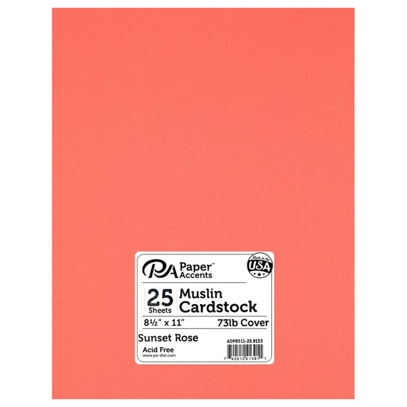Paper Accents Cardstock 8.5 inch x 11 inch Textured 73lb Sunset Rose 25pc