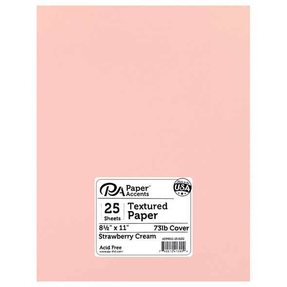 Paper Accents Cardstock 8.5 inch x 11 inch Textured 73lb Strawberry Cream 25pc