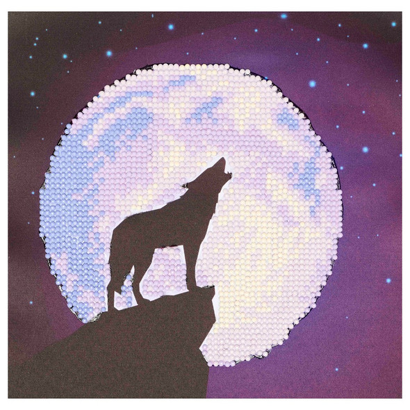 Diamond Art Kit Beginner 8 inch x 8 inch Wolf Moon