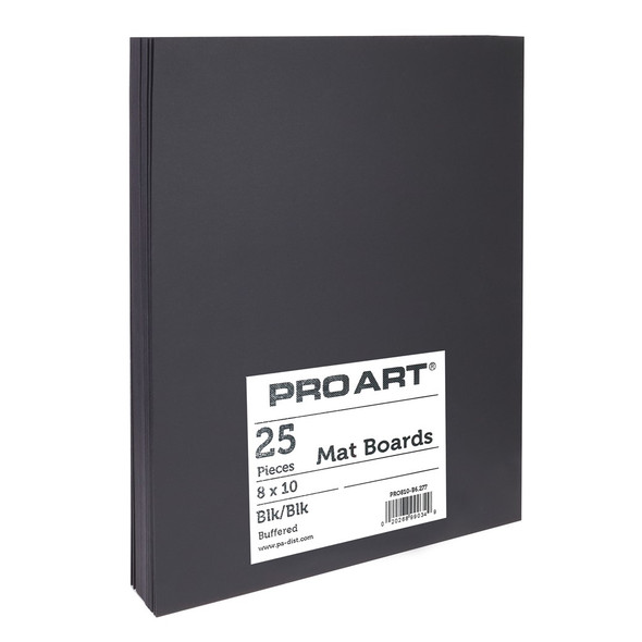 Pro Art Mat Board Blank 8 inch x 10 inch Black Core Black 25pc