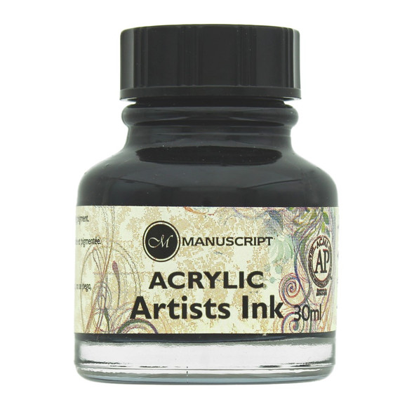 Manuscript Dip Pen Acrylic Artists Ink 30ml Black