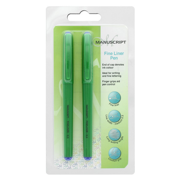 Manuscript Fine Liners Twin Pack Blue