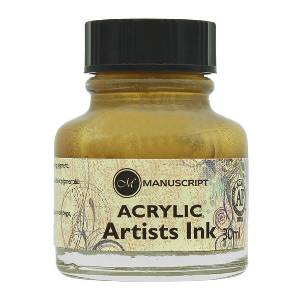 Manuscript Dip Pen Acrylic Artists Ink 30ml Gold