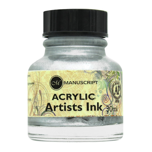 Manuscript Dip Pen Acrylic Artists Ink 30ml Silver