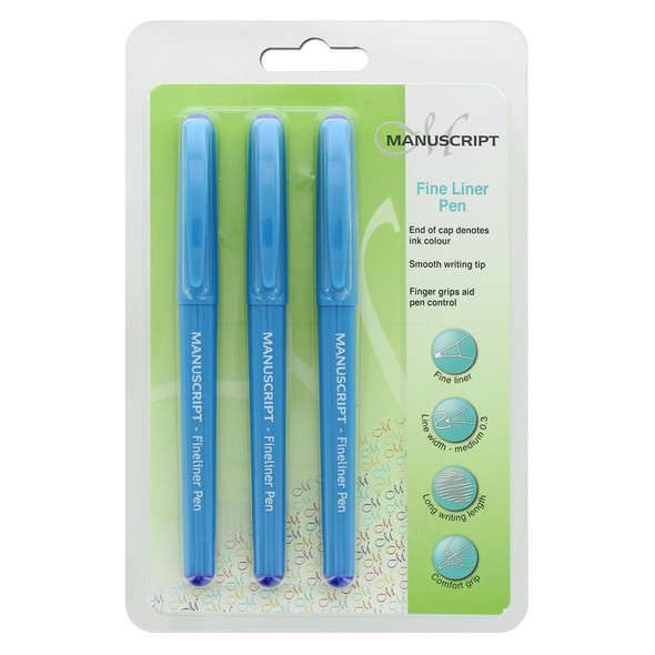 Manuscript Fine Liners Triple Pack Blue