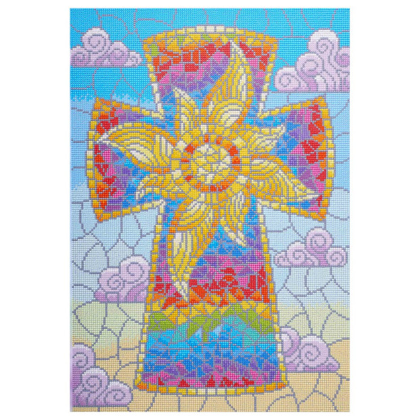 Diamond Art Kit Premium 16 inch x 23.1 inch Stained Glass Cross