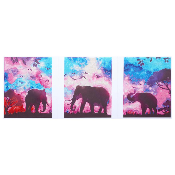 Diamond Art Kit Triptych 11 inch x 14 inch Elephants 3pc