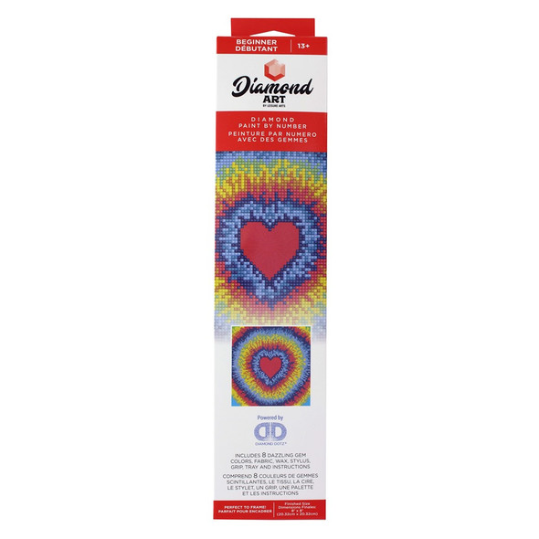 Diamond Art Kit Beginner 8x8 inch Tie Dye Heart