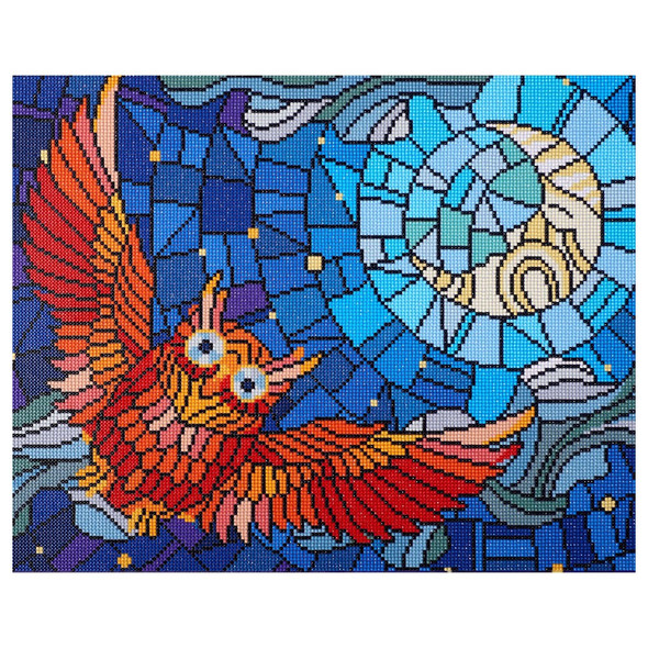 Diamond Art Kit Advanced 20 inch x 16 inch Stain Glass Owl