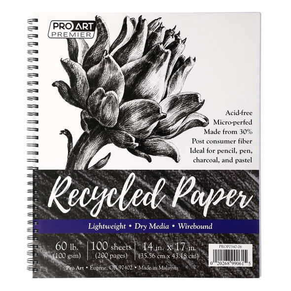 Pro Art Premier Sketch Pad Recycled 14 inch x 17 inch 60lb Wirebound 100 Sheets