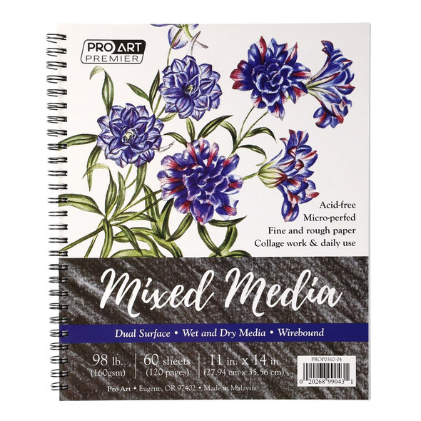 Pro Art Premier Mixed Media Pad 11 inch x 14 inch 98lb Wirebound 60 Sheets