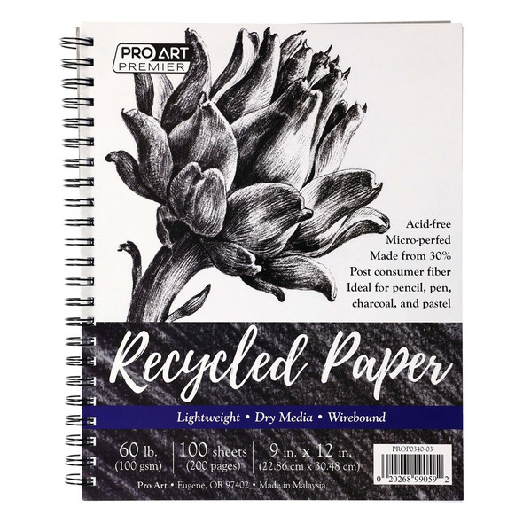 Pro Art Premier Sketch Pad Recycled 9 inch x 12 inch 60lb Wirebound 100 Sheets