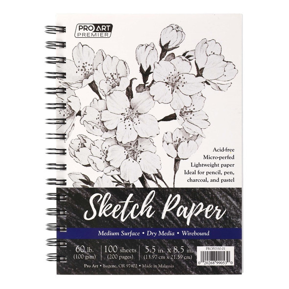 Pro Art Premier Sketch Pad 5.5 inch x 8.5 inch 60lb Wirebound 100 Sheets