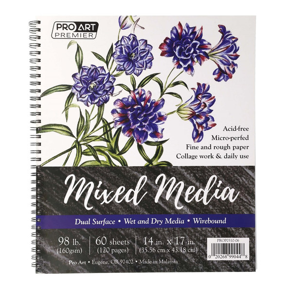 Pro Art Premier Mixed Media Pad 14 inch x 17 inch 98lb Wirebound 60 Sheets