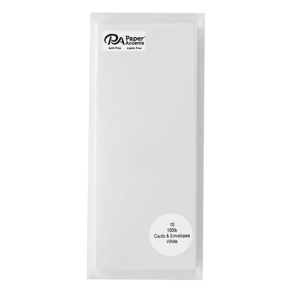 Paper Accents Card and Envelopes 3.125 inch x 6.25 inch Slimline Smooth 100lb Solar White 10pc