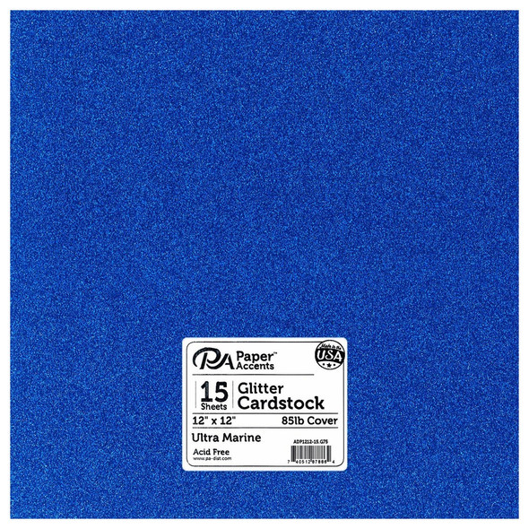 Paper Accents Glitter Cardstock 12 inch x 12 inch 85lb Ultra Marine 15pc