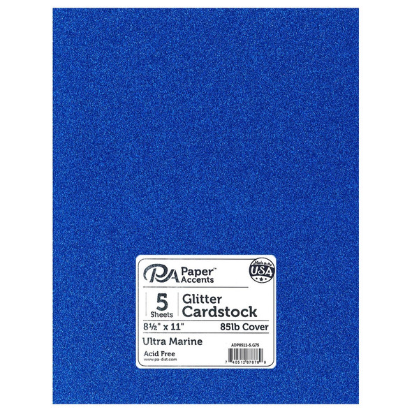 Paper Accents Glitter Cardstock 8.5 inch x 11 inch 85lb Ultra Marine 5pc