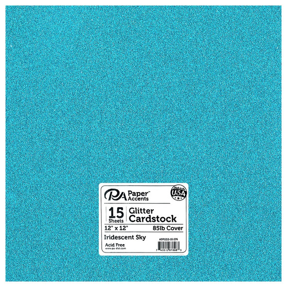 Paper Accents Glitter Cardstock 12 inch x 12 inch 85lb Iridescent Sky 15pc