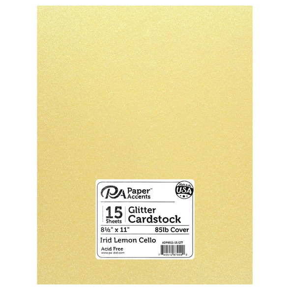 Paper Accents Glitter Cardstock 8.5 inch x 11 inch 85lb Iridescent Lemon Cello 15pc