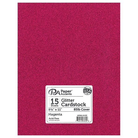 Paper Accents Glitter Cardstock 8.5 inch x 11 inch 85lb Magenta 15pc