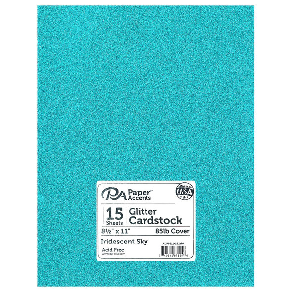 Paper Accents Glitter Cardstock 8.5 inch x 11 inch 85lb Iridescent Sky 15pc