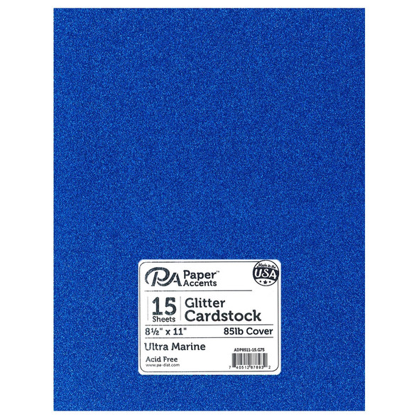 Paper Accents Glitter Cardstock 8.5 inch x 11 inch 85lb Ultra Marine 15pc