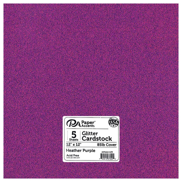Paper Accents Glitter Cardstock 12 inch x 12 inch 85lb Heather Purple 5pc