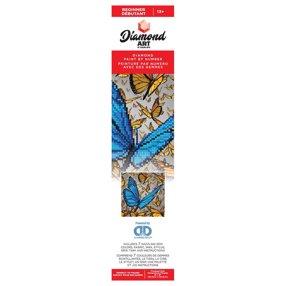 Diamond Art Kit Beginner 8 inch x 8 inch Blue Butterfly