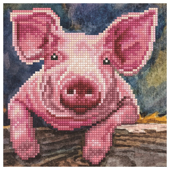 Diamond Art Kit Beginner 8 inch x 8 inch Piglet