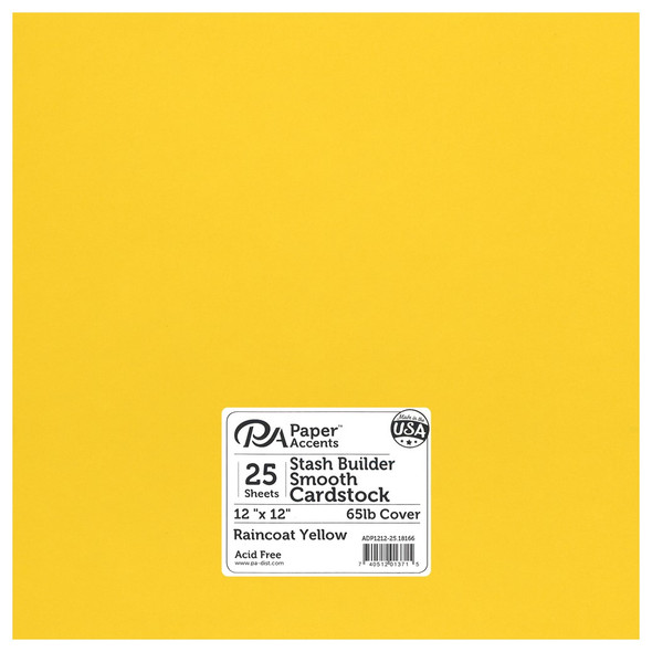Paper Accents Cardstock 12 inch x 12 inch Stash Builder 65lb Raincoat Yellow 25pc