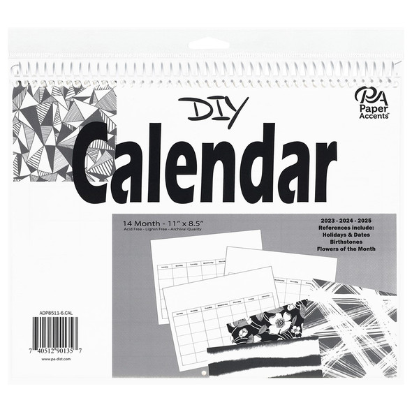 Paper Accents Calendar DIY 8.5 inch x 11 inch 14 Month Landscape Blank White