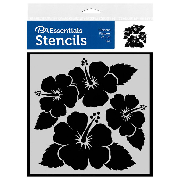 PA Essentials Stencil 6 inch x 6 inch Hibiscus Flowers