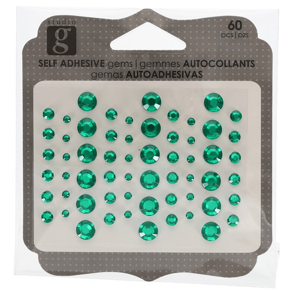 Hampton Art Studio G SelfAdhesive Gems Round Assorted 60pc