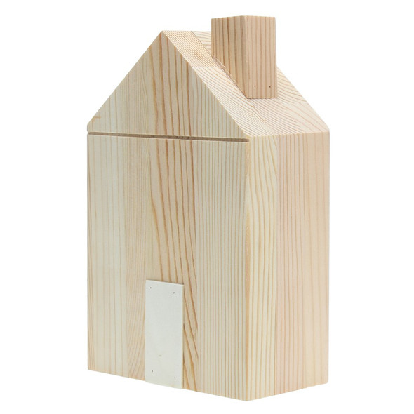 Hampton Art Wood House With Chimney Craft Me Natural 8 inch