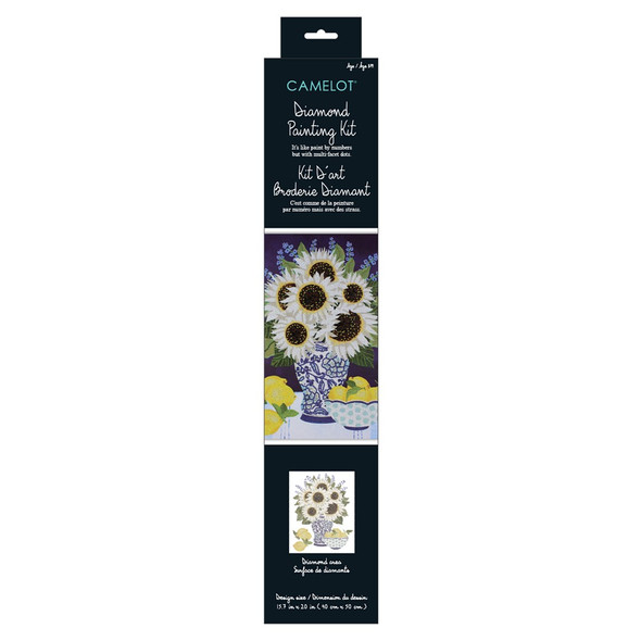Camelot Dots Diamond Painting Kit Intermediate White Sunflowers