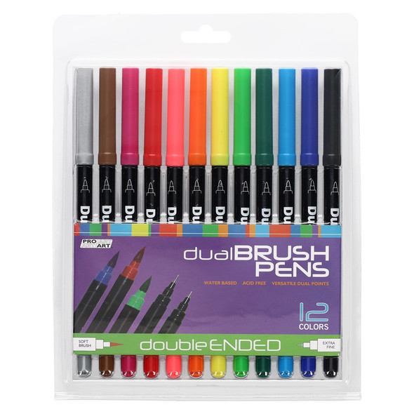 Pro Art Markers Dual Brush Pen Set 12pc