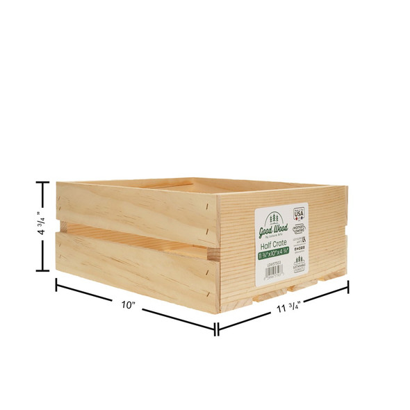 Good Wood By Leisure Arts Crates Half 11.75 inch x 10 inch x 4.75 inch
