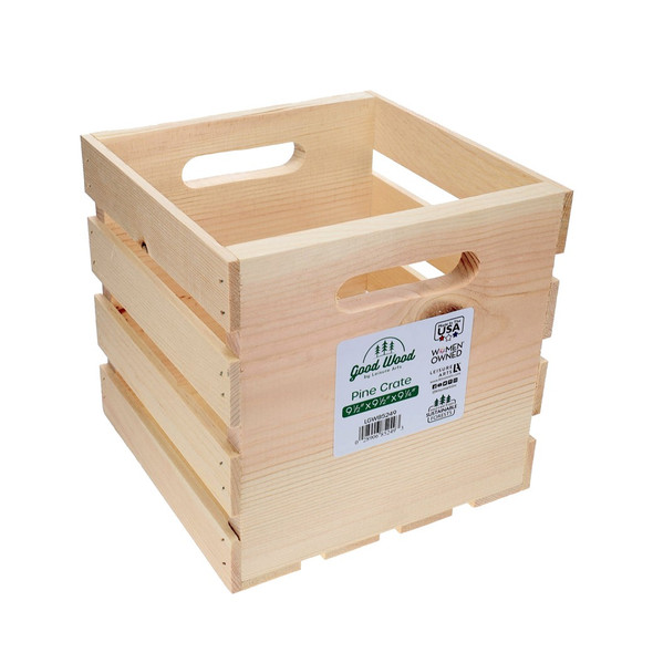 Good Wood By Leisure Arts Crates Pine 9.5 inch x 9.5 inch x 9.25 inch