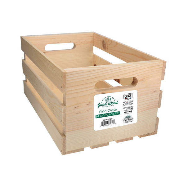 Good Wood By Leisure Arts Crates Pine 14.75 inch x 9.5 inch x 7.25 inch